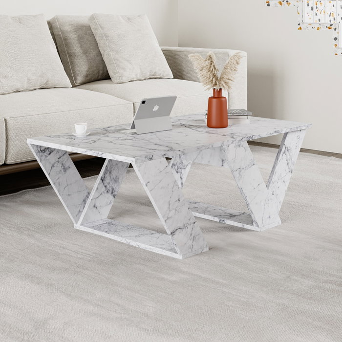 Hanah Home Pipra - Mesa de centro Mármol de Carrara
